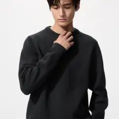 ユニクロ　ウォッシャブルミラノリブクルーネックセーター　ブラック　M