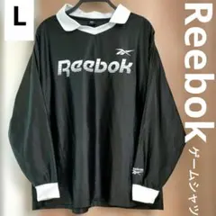 Reebok リーボック ゲームシャツ カットソー 長袖 襟付き 黒 ブラック