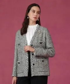 美品・サイズ36　ANAYI　ラメファンシーツイード４ポケットジャケット　アナイ