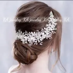 ヘッドドレス❀お花 ヘアアクセサリーウェディング髪飾りブライダルフラワーパール