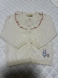 クーラクール　90 ウサギ刺繍フリルカーディガン