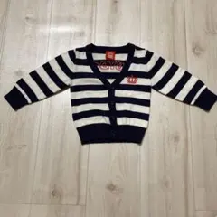 BABY DOLL ネイビーとホワイト ストライプ カーディガン　80