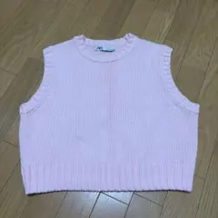 ZARA レディース ニットベスト ピンク