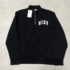 新品 未使用 NIKE ナイキ ハーフジップスウェット トレーナー ロゴ 黒 L