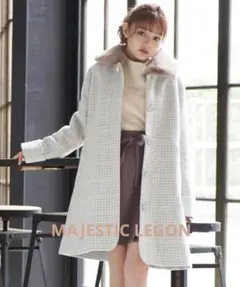 MAJESTIC LEGON マジェスティックレゴンファー襟ウエスト切替コート