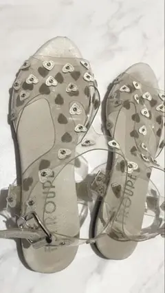 [美品] ✨F-TROUPE✨ ファー付　クリアブーツ　黒　37　エフトゥループ 美品]✨F-TROUPE✨ クリアブーツ 37 ファー 黒 透明 激かわブーツ 靴