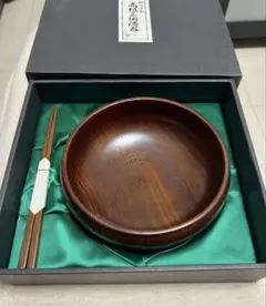漆塗りの丸型菓子器(サラダボウル)と箸のセット