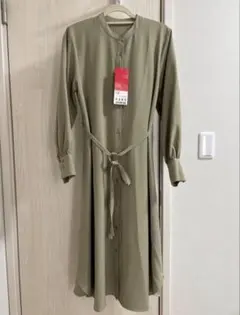 【新品】ナノ・ユニバース バックピンタックボリュームワンピース カーキ