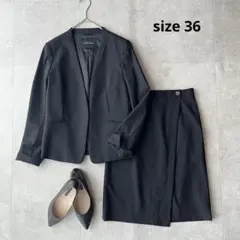 グリーンレーベルリラクシング カチリラ D ノーラペルジャケット スカートスーツ