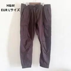 H&MカーゴパンツEUR Lダークブラウンドローストリングサイドポケットのサムネイル