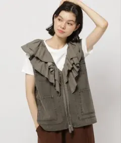 niko and...【ニコアンド】2WAY衿フリルデニムベスト ブラック