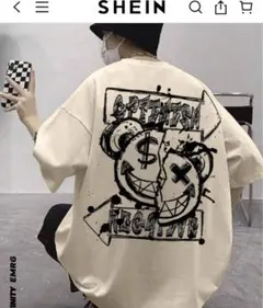 SHEIN グラフィックプリント Tシャツ（クリーム色・白色）