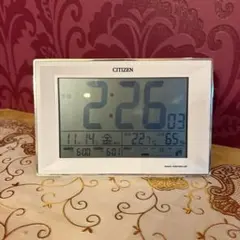 リズム(RHYTHM) シチズン 目覚まし時計 電波時計 温度計・湿度計付き 白