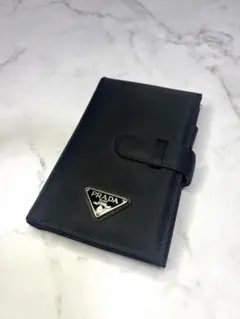 【美品】PRADA プラダ ナイロン×レザー 6穴 システム手帳カバー ブラック