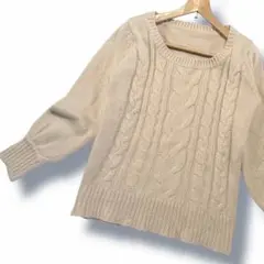レディース ニット セーター ケーブル アラン アイボリー 防寒 秋 冬 長袖