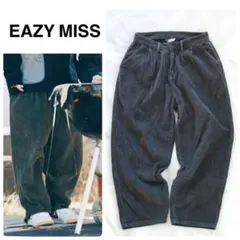 EAZY MISS ルーズコーデュロイパンツ ワイド ダークグリーン Lスケボー