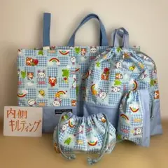 入園入学5点セット　レッスンバッグ　上履き入れ　お着替え袋　ハンドメイド　うさぎ