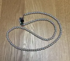 レディース　ロングネックレス　グレー　シルバー　パール　92cm