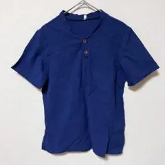 【M】メーカー不明　メンズ　レディース　半袖　Tシャツ　青　ブルー　夏