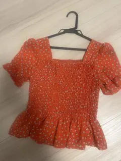 DHOLIC フラワープリント シャーリングブラウス