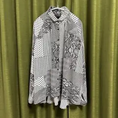 melange メラーンジュ　総柄　ドット柄　千鳥柄　白黒　Mサイズ