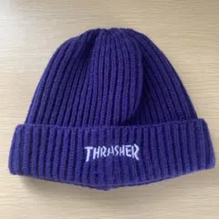 THRASHER 紫 ニット帽 リブ編み