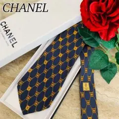 N508 シャネル イタリア製 シルク100% ココマーク ネクタイ メンズ