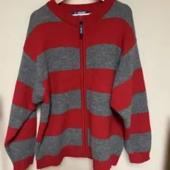 LARKINS 赤 グレー ボーダー セーター