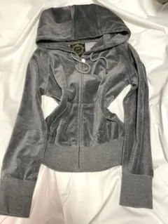 00s Y2K 平成ギャル Rady フード付きパーカー グレー ベロア 刺繍