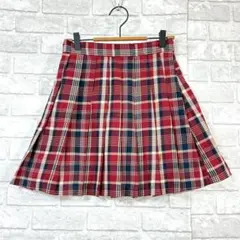 ダブルフォーカス プリーツスカート M チェック レッド 制服風 カジュアルのサムネイル