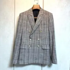 【美品】ZARA ダブルブレスト テーラードジャケット チェック柄 46 Lのサムネイル