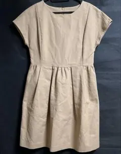 マカフィー 半袖ワンピースM相当/38 ベージュブラウン フレア 綿100%