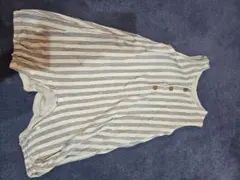 ユニクロ　ストライプ柄 ノースリーブ カバーオール 70