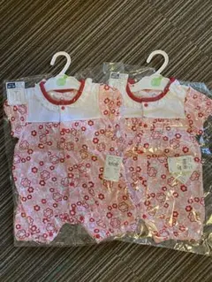 新品　ベビー　女の子　フィットオール　60-70cm 2枚セット　双子 花柄