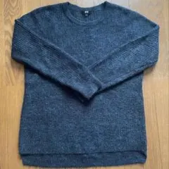 ダークブルー ニット 長袖 セーター