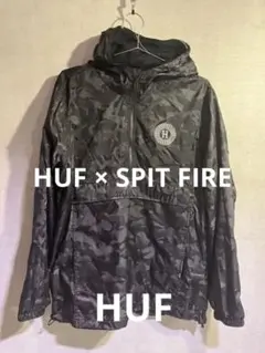 HUF × SPIT FIRE プルオーバー　ブラックカモ　M
