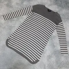 本日限定価格 ロイスクレヨン✨ロングニット 【XL(LL)】グレー　白　ボーダー