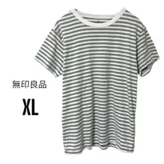 無印良品 MUJI ボーダー クルーネック 半袖Tシャツ カットソー コットン