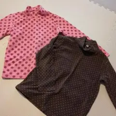 ドット柄タートルネックトップス 2枚セット