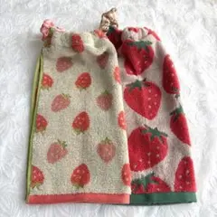 いちご　ふわふわ　 おりこうエプロン タオルエプロン　無撚糸タオル　保育園　入園