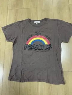 PEANUTS スヌーピー Tシャツ ブラウン L レインボーのサムネイル