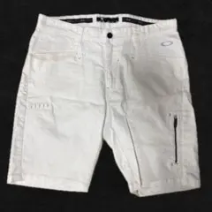 Y2K オールドオークリー ハーフパンツ ショーツ スカル テック系 白 