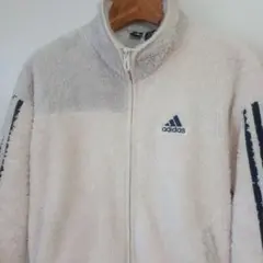 アディダス adidas ボアフリースジャケット キッズ140サイズ 刺繍ロゴ