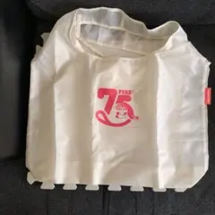不二家　75周年　ペコちゃん エコバッグ ホワイト