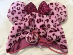 ミニー　ピンク　ヒョウ柄ファンキャップ