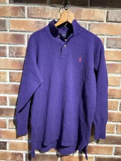 値下げ！！POLO Ralph Lauren 紫色 Lサイズ ハーフボタンニット