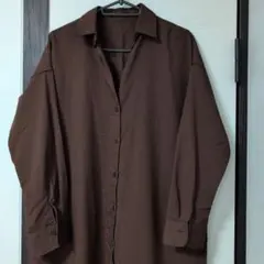 ブラウン オーバーサイズ 長袖シャツ