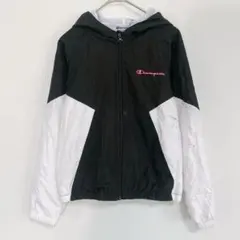 Champion キッズ M 140 150 黒 白 ロゴ ジャケット スポーツ