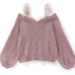 ケーブル編みオフショルダーファーストラップニットトップス GRL an1203