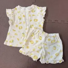 apres les cours 半袖パジャマ レモン柄 ワッフル生地 90cm